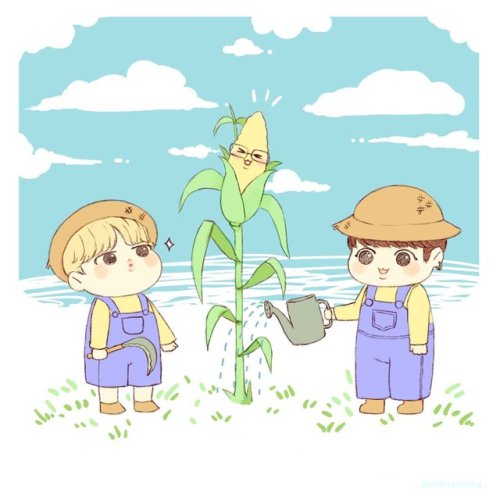 Growing a corn with Jikook ✨ It&rsquo;s been awhile I didn&rsquo;t draw chibi but it was my 