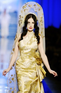 suicideblonde:  Dita Von Teese at Jean Paul Gaultier Spring/Summer 2007  