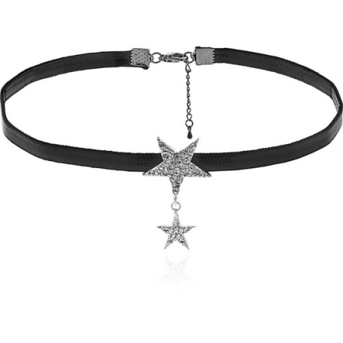 Love Rocks Twinkle Double Star Choker ❤ liked on Polyvore (see more chain choker necklaces)