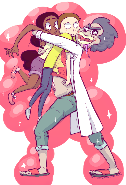 ah-h-h-h-jeez-rick-i-dunno:  Based off this artist’s adorable fusions, I give you, STICK!  A fourty something, sugar chugging, super huggy Rick and Steven fusion! Look how cute he is!!! 
