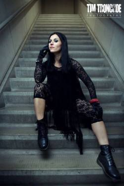 fuckyeahcristinascabbia:  Pre-show pic taken by Tim Tronckoe at the Femme festival in Holland, this year. Fringe dress by Bad Spirit, lace long sleeve shirt by EMP, Boots Dr. Martens 