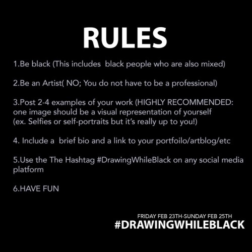 relaunching #drawingwhileblack this weekend for #BlackHistoryMonth ! Let’s end February right!