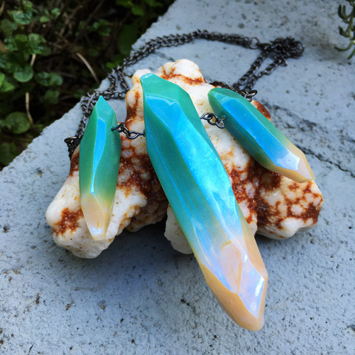 Lots of pretty new polymer clay crystal pieces are available in my Etsy shop! www.etsy.com/shop