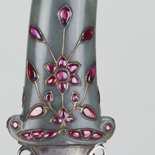 art-of-swords:Khanjar DaggerCulture: IndianMedium: steel, white jade, gold and rubiesMeasurements: 3