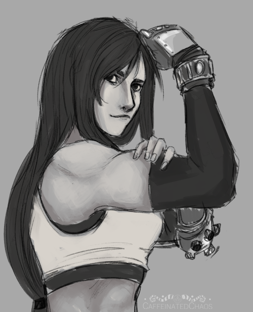 caffe1nat3dcha0s:Big FF7  Cloud and Tifa sketch dump since the games been my new obsession for the p