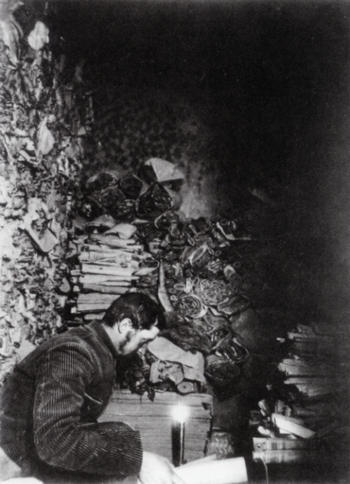 Paul Pelliot in one of the Mogao Caves with the Dunhuang manuscripts.