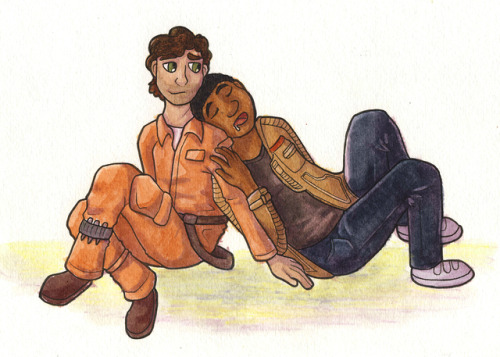 @swagalicioussquids and I decided to do a TFA art collab!  They drew Finn &amp; Poe and I painted th