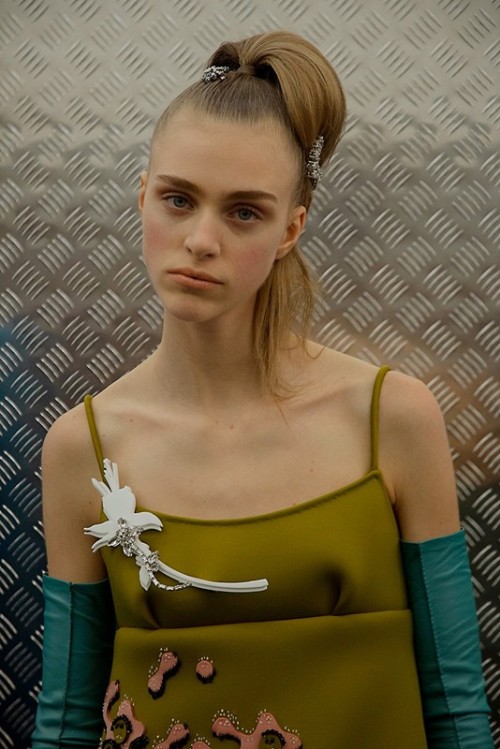 Backstage Prada F/W ‘15 photographed by Virginia Arcaro and Alfredo Piola for D