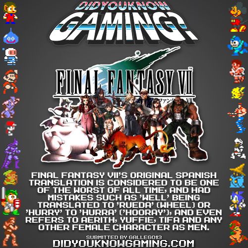 Final Fantasy VII.
http://www.vgfacts.com/trivia/2616/