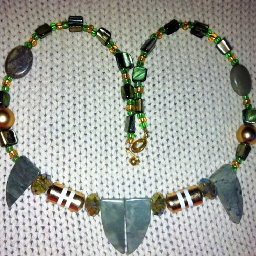 Been a while! A new necklace with Irish marble, shell pieces and a couple of glass crystals. #etsy #