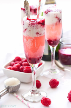 katieormsby:  Champagne and Raspberry Ice Cream Floats 