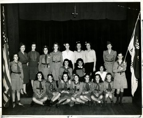  #DYK March 12 is Girl Scout Day?  This photograph shows mostly uniformed Girl Scouts and their flag