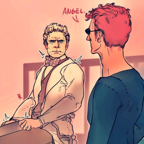 cogitaeworks:  Based on this post by @crowleysanwseringmachine. But, I might want to add something to this. Not only Aziraphale does all this. But alsothey poofs like a fluffy snow owl. A scary as shit fluffy snow owl.