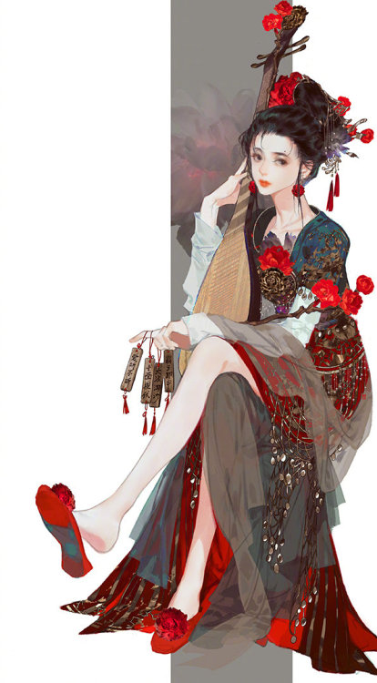 美人画 (6/?)Paintings of beauties in traditional Chinese hanfu, Part 6 (Part 1/2/3/4/5) by Chinese arti