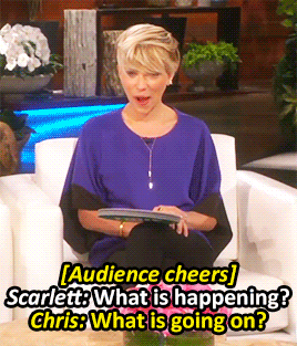 bealeeve-me:  in which we are all Scarlett Johannson [x] bonus Chris being a dork