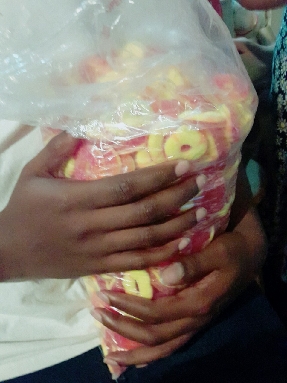 bug-dad:  My friend Chris bought a 12 pound bag of peach rings and won’t put it