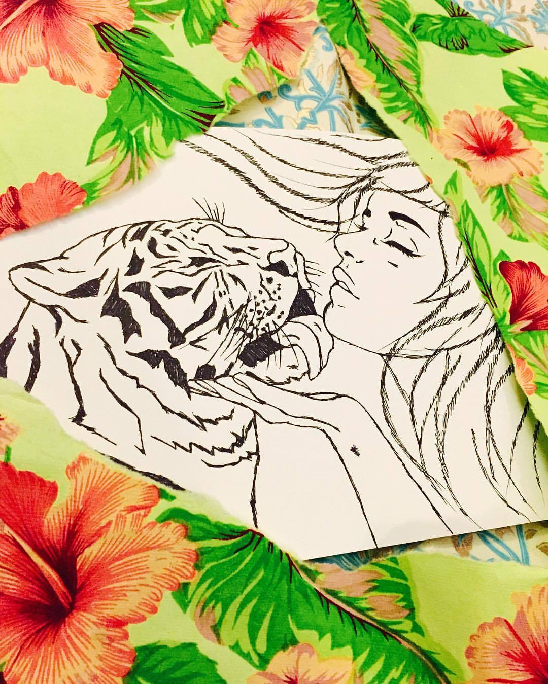 Companion concept sketch which is part of the previous tiger/woman combo. Working on a drawing for the third piece in the series. What do you think? Leave a comment below!! #PaperMonster #stencil #stencils #stencilart #stencilgraffiti #graffiti...