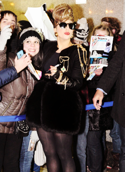 ladyxgaga:  Photos of Gaga signing autographs for fans in Russia earlier today. 