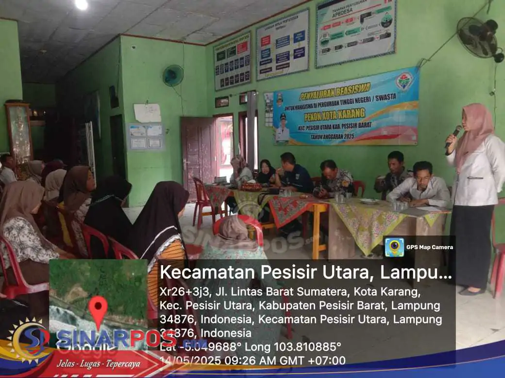 Pemerintah Pekon Kota Karang Kecamatan Pesisir Utara Salurkan Bantuan Beasiswa Kepada 24 KPM Mahasiswa/i