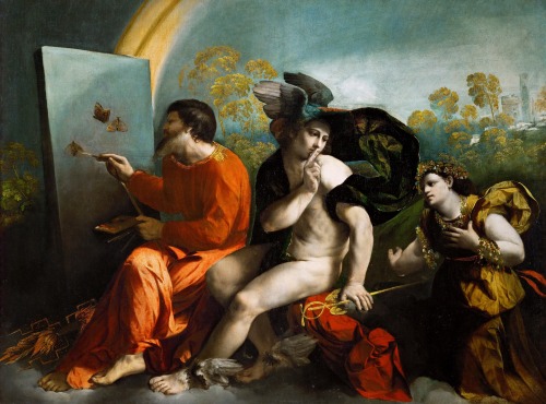&lsquo;Jupiter Painting Butterflies&rsquo; or 'Mercury and Virtue&rsquo; by Dosso Dossi,
