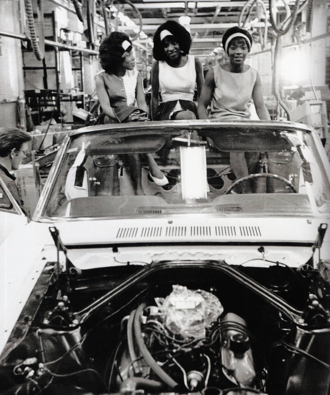 isabelcostasixties: Martha and the Vandellas at the Mustang assembly line at the