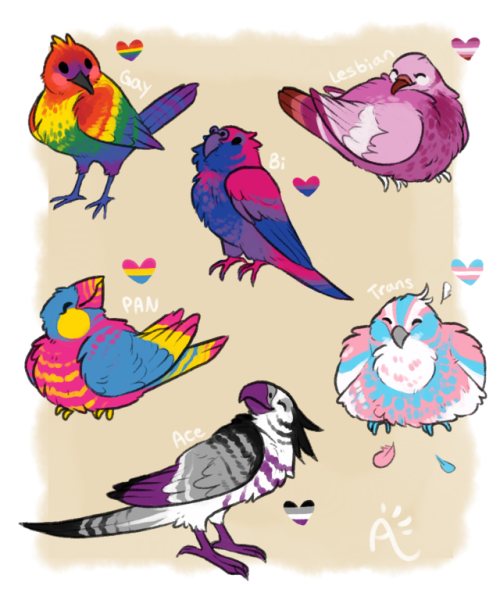 aerokiinesis:duxwontobey:astral-glass: Happy Pride month with pride birds! these are the best!!@lots