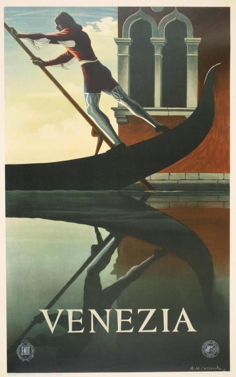 vintagepromotions: Venice travel poster (1951). Artwork by A,M. Cassandre. Cassandre had originally 