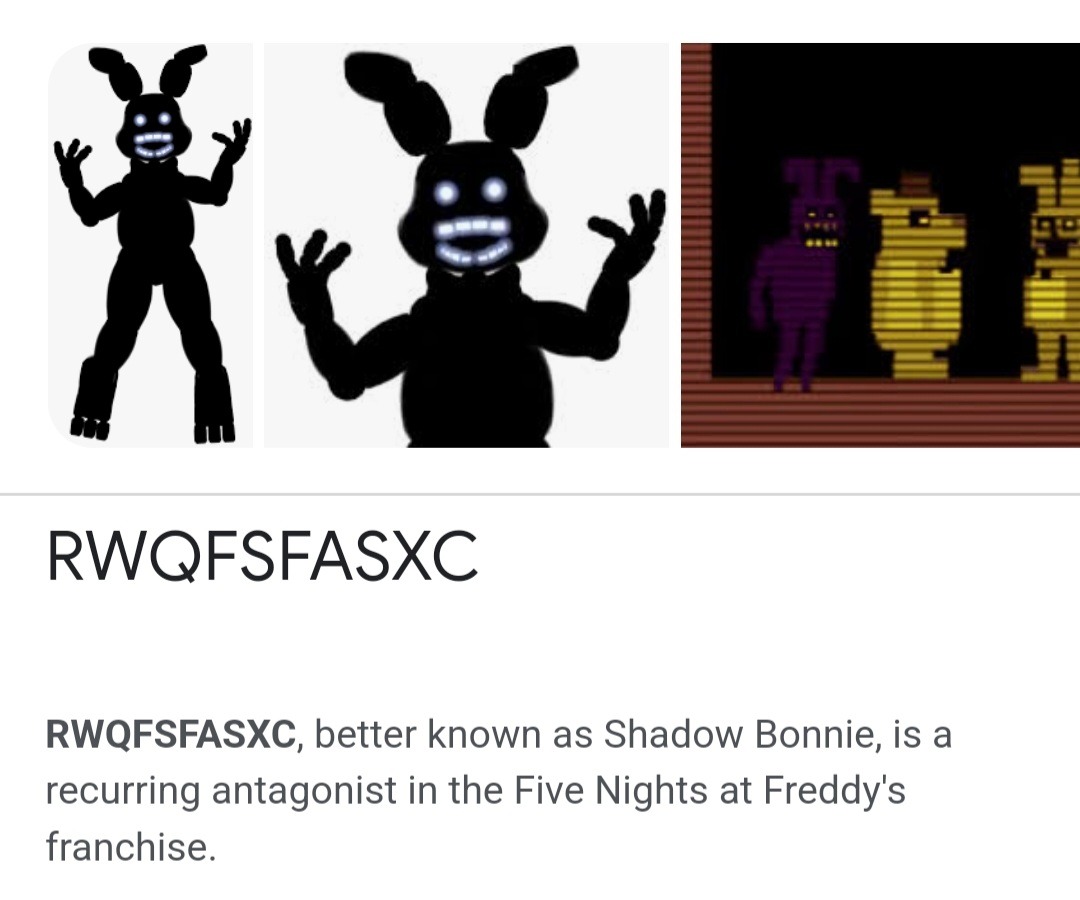 What are your thoughts and theories on Shadow Freddy and RWQFSFASXC? :  r/fivenightsatfreddys