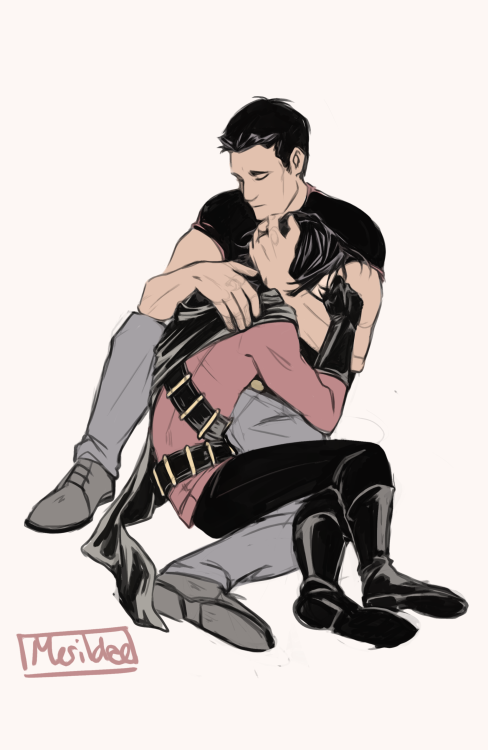 merildae:i had a shit day so here is a sad timkon doodle i wish i could have a superboy hug tbh