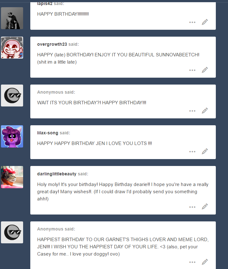 AHHHHH THANK YOU ALL SOSOSOSOSOSO MUCH IM HAVING SUCH A WONDERFUL DAY!!