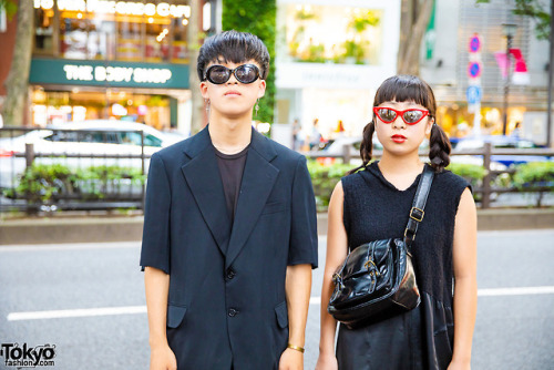 16-year-old Japanese students Sei and Yuzu wearing all black mostly vintage styles with items from C