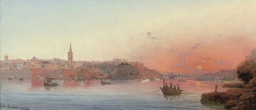 Luigi Maria GaleaSunset over the Grand Harbour, Valetta, Malta,1912