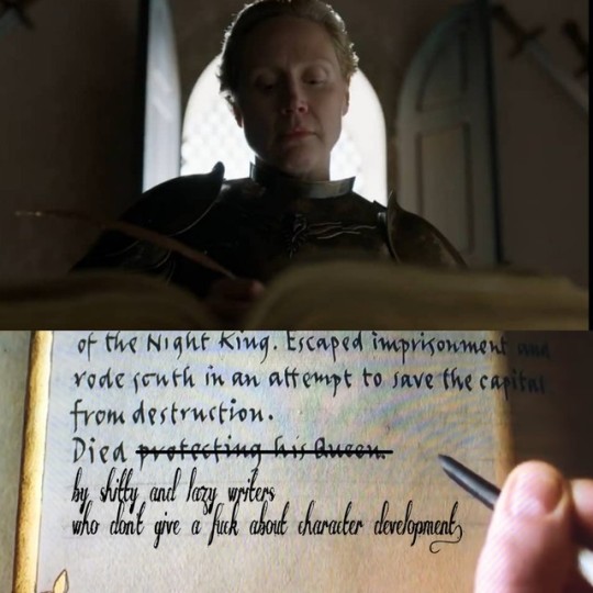 jek-parelta: my girl brienne breaking the fourth wall to spill the tea 