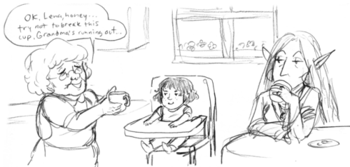 tazdelightful:[ID: A sketchy pencil comic featuring Marlena: a short, stout, old human woman with sh