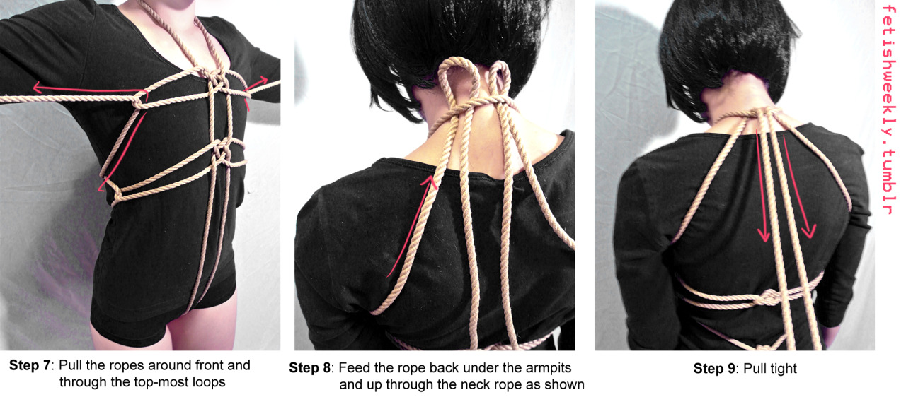 fetishweekly:  Shibari Tutorial: Lover’s Harness Video on how to tie the Coin Knot