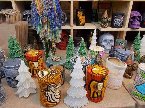 Various cast &amp; painted candles that can be used as a home decorations.