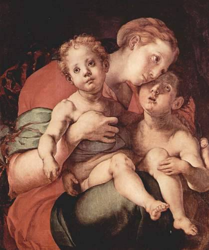 Madonna and Child with the Young Saint John, 1527, Jacopo PontormoMedium: oil,wood