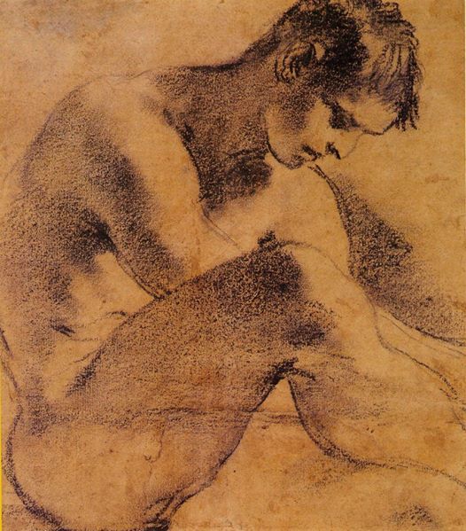  Giovanni Francesco Barbieri (Il Guercino), Male Nude, 17th century