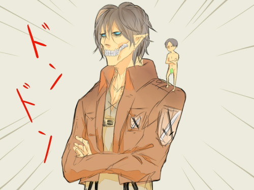 the-robot-condese:  eren-is-not-a-homo:  grimmneko:  What if the titans wore clothes and humans didn’t?  what  what 