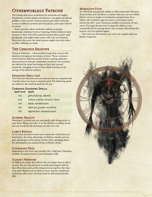 dnd-homebrew5e: Hello everyone! Here is homebrew warlock subclass that involves dunamancy. Wanted t