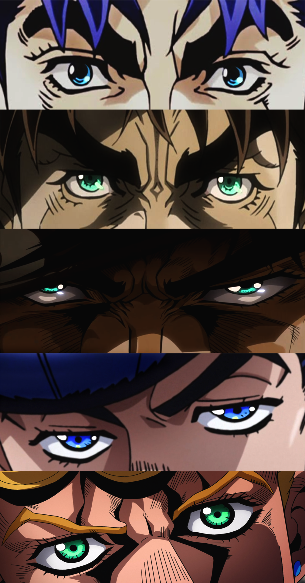 its-gracelynwow: “Some jojo eyes, and why does josuke have like 1 dramatic camera stare in the entire series?? It took me forever to find just that one, which has nothing on jotaro and giorno… ”