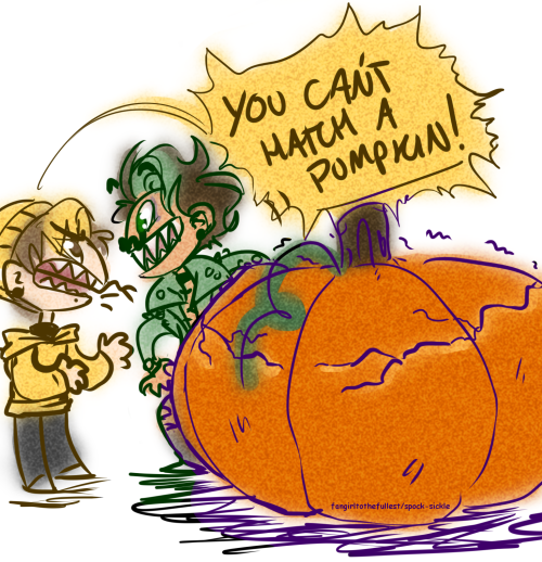 fangirltothefullest:Pumpkin Child!Inspired by this comic by @iguanamouth: https://fangirltothefulles