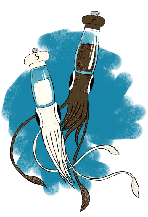 bygodstillam: reverse-mermaid: reverse-mermaid: salt and pepper squid  they are in love it has 