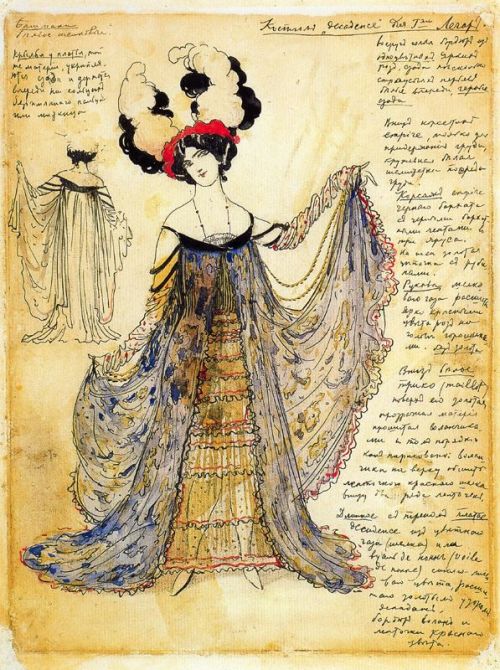 “Design for a Decadent Dress for Mrs. Legar” by Leon Bakst, 1910
