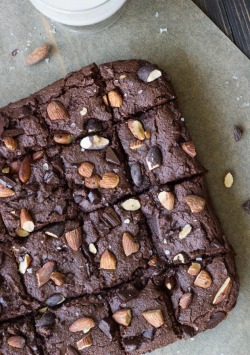 veganismislove:  Dark Chocolate and Sea Salt Almond Butter Brownies