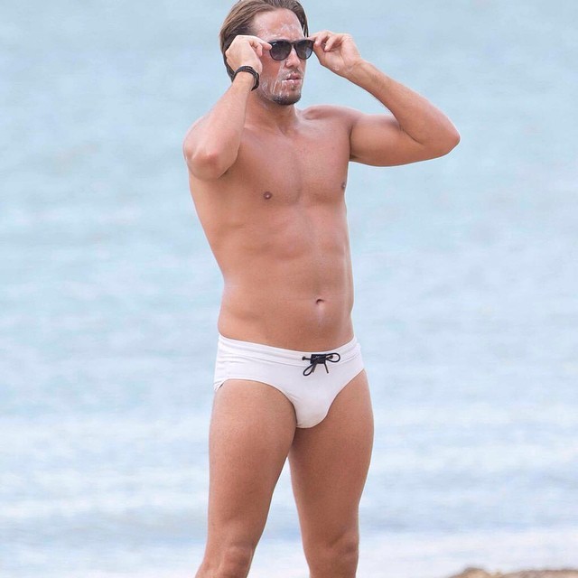 malecelebunderwear:  Let’s keep a sense of mystery to those stains on his face