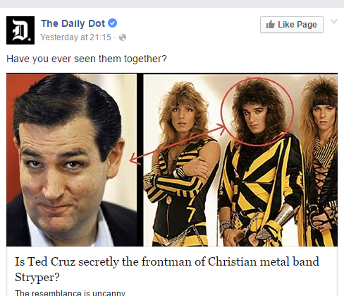 transmemesatan:  mr-reblogbutton:  this is the top trending thing on my facebook feed and I just want to say what  a time this certainly is to be alive  I can’t believe the frontman of Stryper was the Zodiac Killer. 