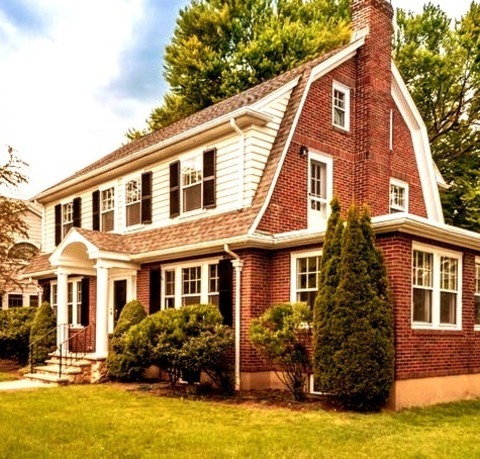 Exterior BrickAn Illustration Of A Medium-sized, Traditional, Beige, Two-story Brick Exterior House With