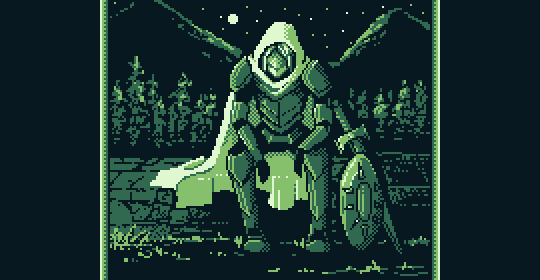 locke-rinannis:A little experimentation with limited palettes and pixel art.Just a lonely Ruran sitt