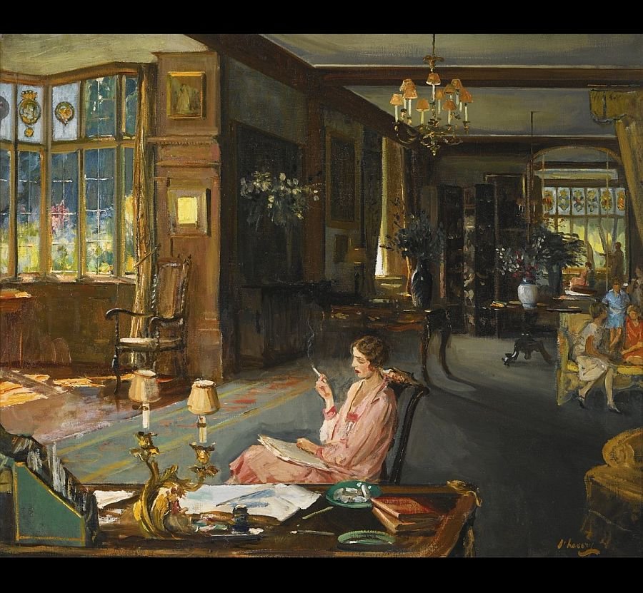 thelongvictorian:Mary Borden and her Family at Bisham Abbey (1925) by John Lavery